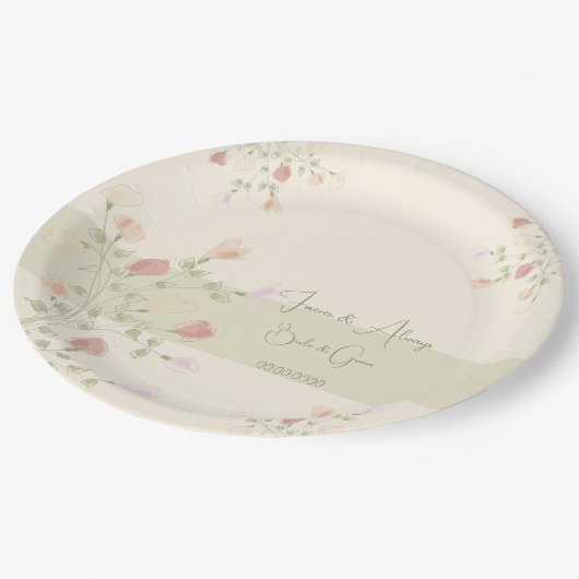 Dainty Floral Art akzentriert Pappteller (Schrägansicht)