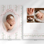 Dainty Floral Bow Photo Birth Announcement Ankündigung
