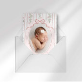 Dainty Floral Bow Photo Birth Announcement Ankündigung