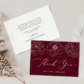 Dainty Floral Burgundy Wedding Dankeskarte