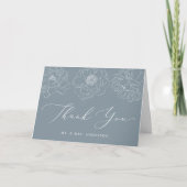 Dainty Floral Dusty Blue Wedding Dankeskarte (Vorderseite)