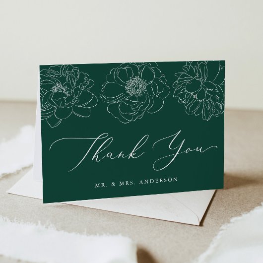 Dainty Floral Green Wedding Dankeskarte
