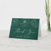 Dainty Floral Green Wedding Dankeskarte (Vorderseite)