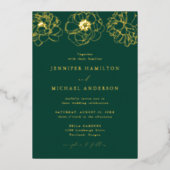 Dainty Floral Green Wedding Folieneinladung (Vorderseite)
