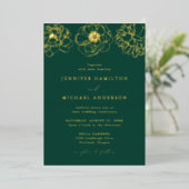 Dainty Floral Green Wedding Folieneinladung (Stehend vorne)
