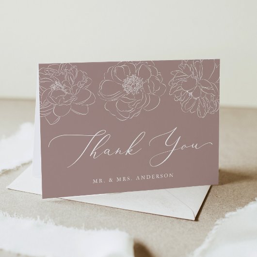 Dainty Floral Mauve Wedding Dankeskarte
