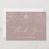 Dainty Floral Mauve Wedding Dankeskarte (Vorderseite)