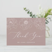 Dainty Floral Mauve Wedding Dankeskarte (Stehend Vorderseite)