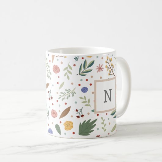 Dainty floral Monogram Kaffeetasse (VorderseiteRechts)