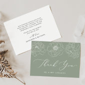 Dainty Floral Sage Green Wedding Dankeskarte