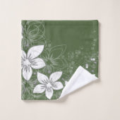 Dainty Floral Scroll auf Green Bath Towel Set (Waschlappen)