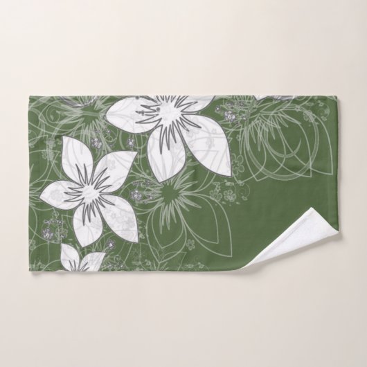 Dainty Floral Scroll auf Green Bath Towel Set (Handtuch)