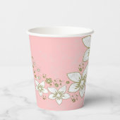 Dainty Floral Scroll auf Pink Pappbecher (Rückseite)