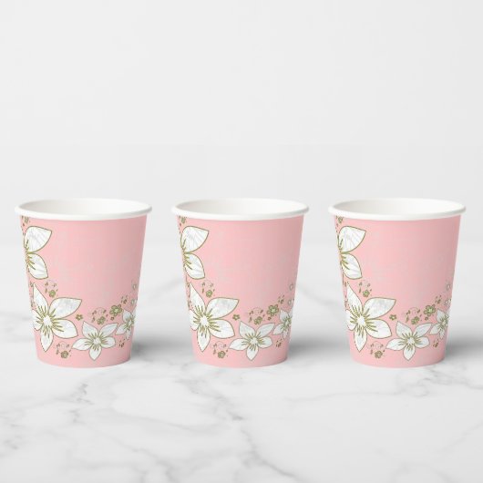 Dainty Floral Scroll auf Pink Pappbecher (Multi)