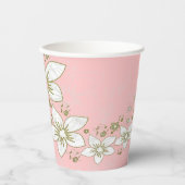 Dainty Floral Scroll auf Pink Pappbecher (Vorderseite)