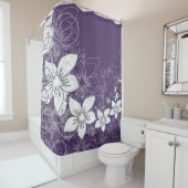 Dainty Floral Scroll auf Plum Duschvorhang (Beispiel)
