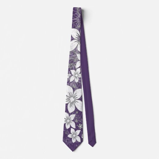 Dainty Floral Scroll auf Plum Krawatte (Vorderseite)