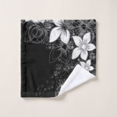 Dainty Floral Scroll auf schwarz Badhandtuch Set (Waschlappen)