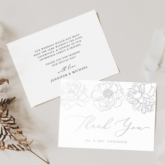 Dainty Floral Silver Wedding Danke Karte