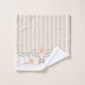 Dainty Floral Triam Creme Strip Badhandtuch Set (Waschlappen)