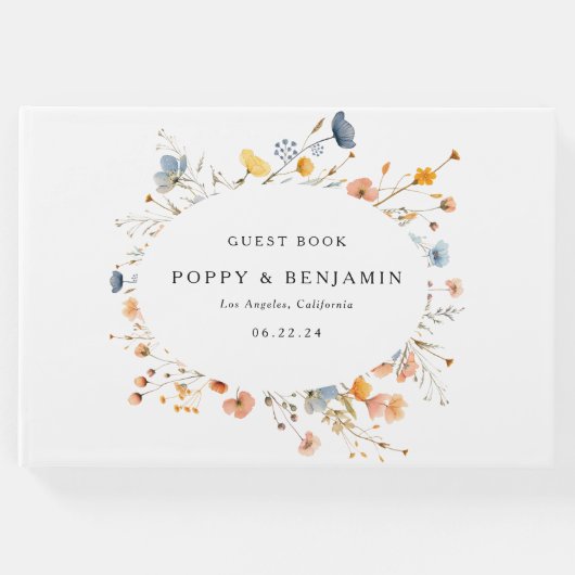 Dainty Floral Wildblume Wedding Gästebuch (Vorderseite)
