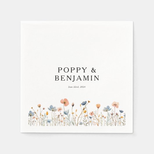 Dainty Floral Wildblume Wedding Serviette (Vorderseite)