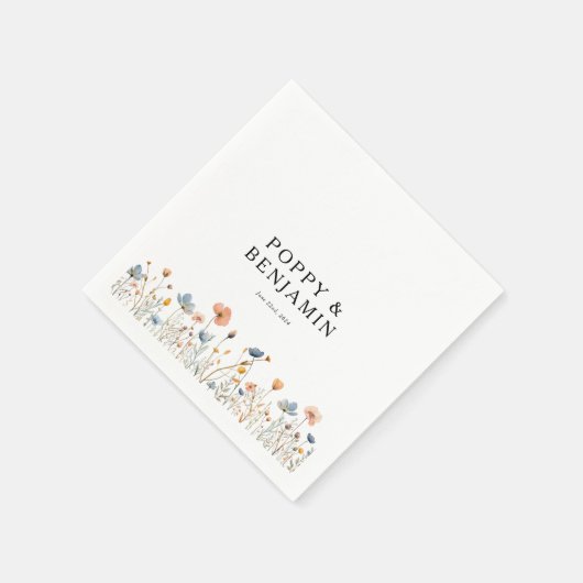 Dainty Floral Wildblume Wedding Serviette (Ecke)