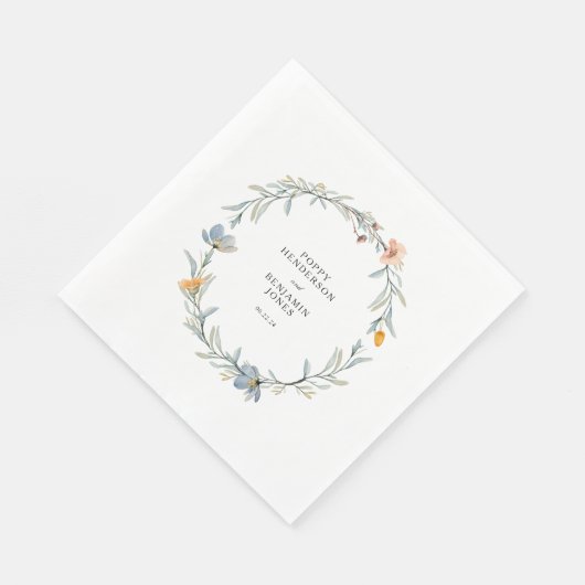 Dainty Floral Wildblume Wreath Wedding Serviette (Ecke)