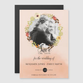 Dainty Floral Wreath Foto Save the Date Magneteinladung (Vorne/Hinten)