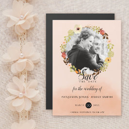 Dainty Floral Wreath Foto Save the Date Magneteinladung