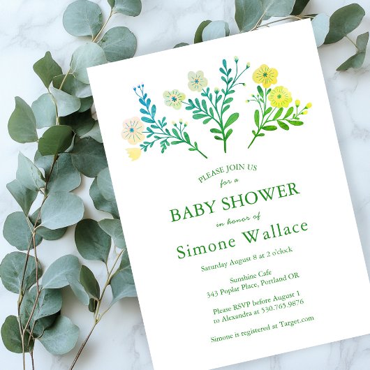 Dainty Florals Elegant Chic CUSTOM BABY SHOWER Einladung
