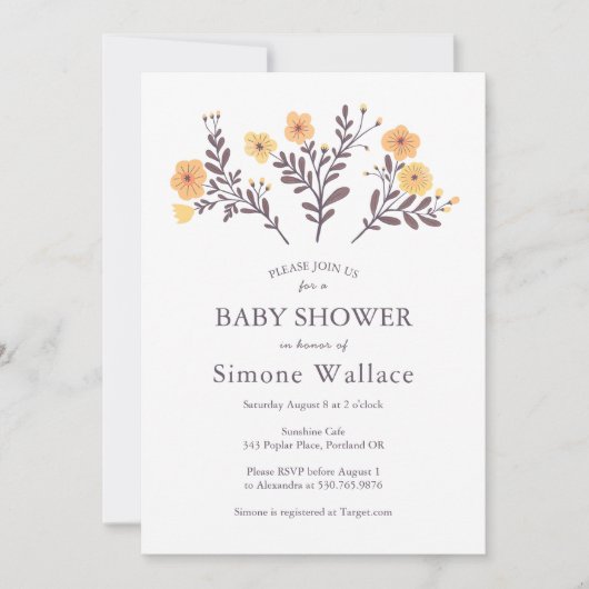 Dainty Florals Elegant Chic CUSTOM BABY SHOWER Einladung (Vorderseite)
