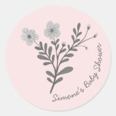 Dainty Florals Elegant Chic CUSTOM BABY SHOWER Runder Aufkleber (Vorderseite)