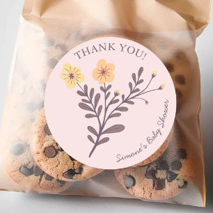 Dainty Florals Elegant DANK YOU BABY SHOWER Runder Aufkleber