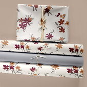 Dainty Gold Maroon Floral Decoupage Geschenk Geschenkpapier Set