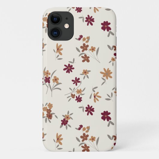 Dainty Gold Maroon Floral Pattern Case-Mate iPhone Hülle (Rückseite)