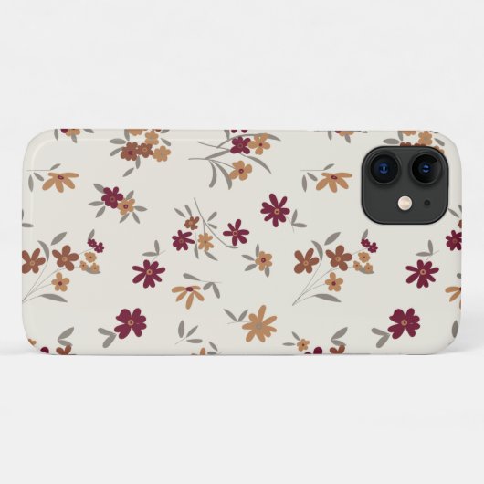 Dainty Gold Maroon Floral Pattern Case-Mate iPhone Hülle (Rückseite (Horizontal))