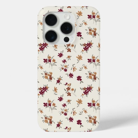 Dainty Gold Maroon Floral Pattern Case-Mate iPhone Hülle (Rückseite)