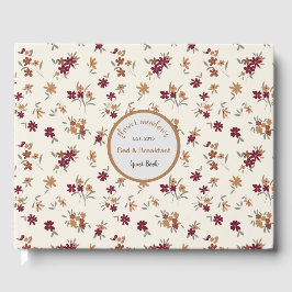 Dainty Gold Maroon Floral Pattern Gästebuch