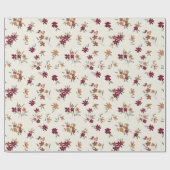 Dainty Gold Maroon Floral Pattern Geschenkpapier (Flach)