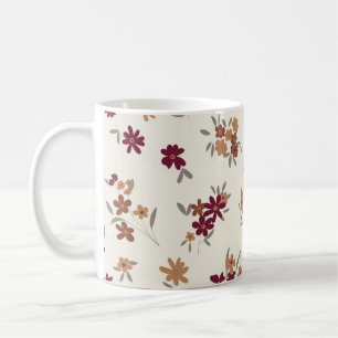 Dainty Gold Maroon Floral Pattern Kaffeetasse