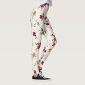 Dainty Gold Maroon Floral Pattern Leggings (Rechts)