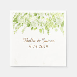 Dainty Green Floral Spring Wedding Napkins Serviette