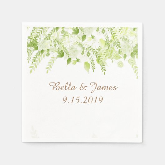 Dainty Green Floral Spring Wedding Napkins Serviette (Vorderseite)