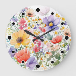 Dainty Hübsch Summer Floral Große Wanduhr