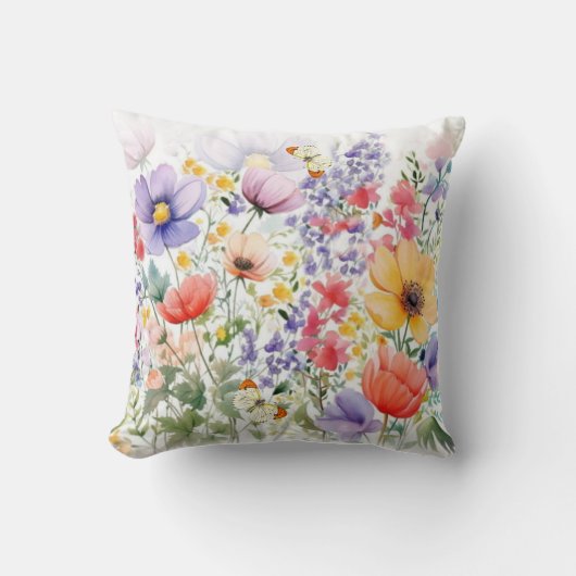 Dainty Hübsch Watercolor Floral Kissen (Vorderseite)