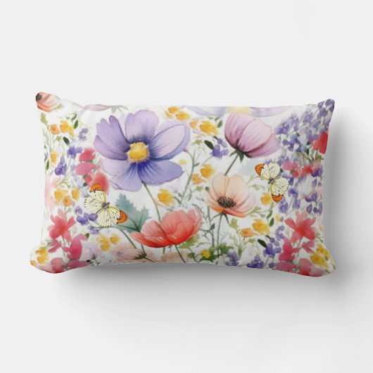 Dainty Hübsch Watercolor Floral Lendenkissen (Vorderseite)