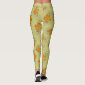 Dainty Khaki Yellow Triple Bloom Floral Pattern Leggings (Rückseite)