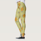 Dainty Khaki Yellow Triple Bloom Floral Pattern Leggings (Links)