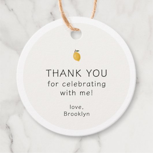 Dainty Lemon Birthday Danke Geschenkanhänger (Vorderseite)